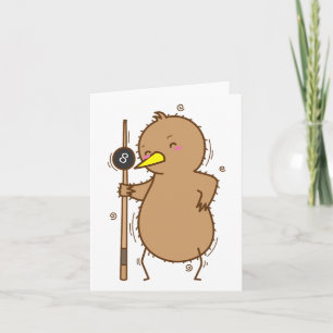 Kiwi Playing Billiards Bird And Fruit Card