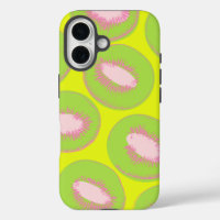 Kiwi Pop Art Fruit Pattern in Chartreuse and Pink