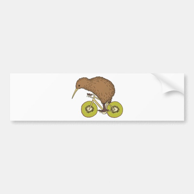 Kiwi Riding Bike With Kiwi Wheels Bumper Sticker (Front)
