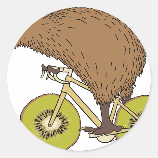 Kiwi Riding Bike With Kiwi Wheels Classic Round Sticker (Front)