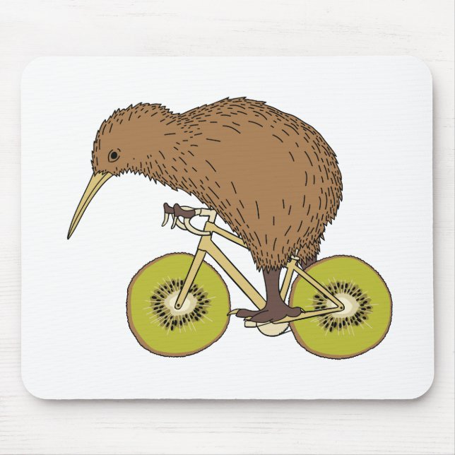 Kiwi Riding Bike With Kiwi Wheels Mouse Mat (Front)