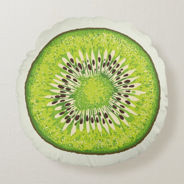 Kiwi Slice illustration pattern Round Cushion (Front)