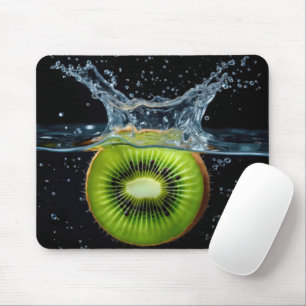 Kiwi Slice Splashing Into Water Mouse Mat