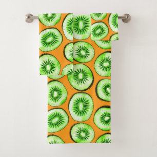 Kiwi slices bath towel set