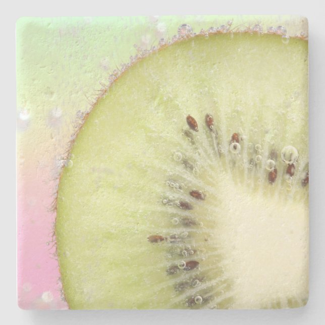 Kiwi splash stone coaster (Front)