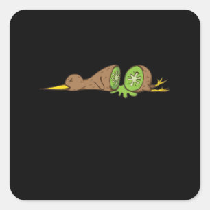 Kiwi Vogel cut like a kiwi fruit Square Sticker