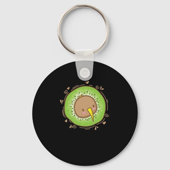 Kiwi Vogel Kopf mit Kiwi Frucht Obst Key Ring (Front)