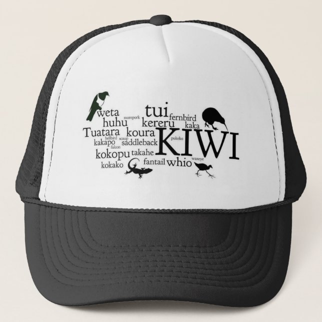 Kiwiana hat - iconic New Zealand animals (Front)