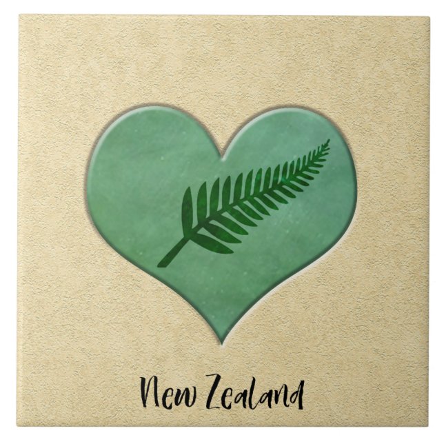 Kiwiana New Zealand Greenstone Design Decor Tile (Front)