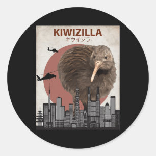 Kiwizilla Funny Kiwi New Zealand Bird Lovers Gift  Classic Round Sticker