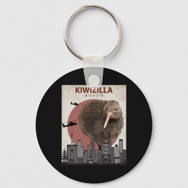Kiwizilla Funny Kiwi New Zealand Bird Lovers Gift  Key Ring (Front)
