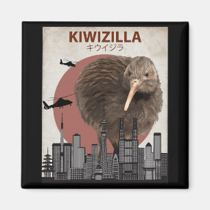 Kiwizilla Funny Kiwi New Zealand Bird Lovers Gift Magnet