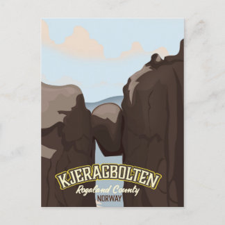 kjeragbolten Nowegian travel poster. Postcard