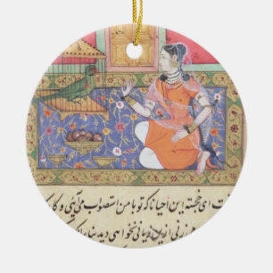 Kjujista, the Merchant's Wife, talking to a Parrot Ceramic Tree Decoration