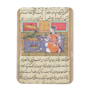 Kjujista, the Merchant's Wife, talking to a Parrot Magnet
