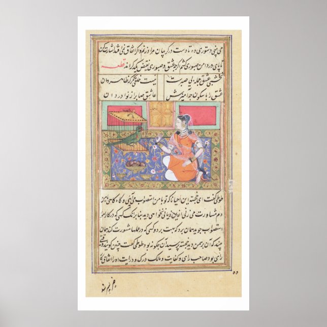 Kjujista, the Merchant's Wife, talking to a Parrot Poster (Front)