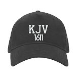 KJV 1611 Black and White Baseball Hat<br><div class="desc">A simple yet profound declaration of your love of God's preserved KJV 1611 King James Bible. Black and white.</div>