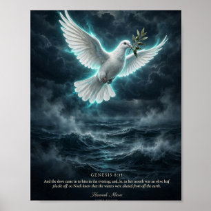 KJV Bible-Genesis 8:11 Dove With Olive Branch Poster