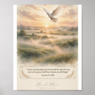 KJV Bible-Genesis 9:3 KJV - White Dove at Sunrise Poster