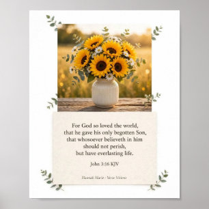 KJV Bible-John 3:16- Sunflower Poster