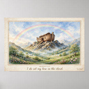 KJV Bible-Noah's Ark Watercolor Mount Ararat Poster