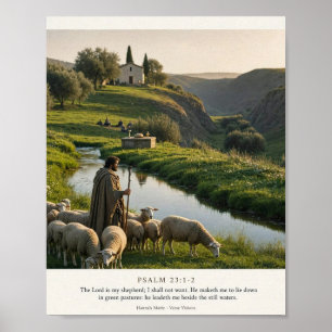 KJV Bible-Psalm 23:1-2 The Lord Is My Shepherd Poster