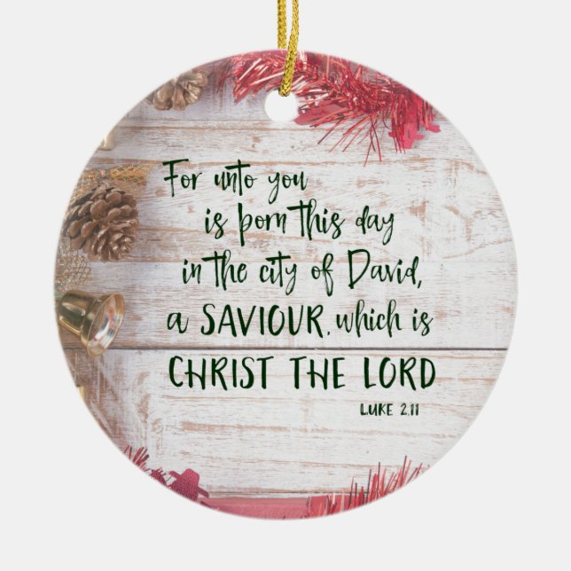 KJV Bible Verse Christmas Ceramic Tree Decoration (Front)