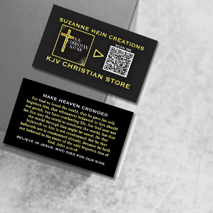 KJV Christian Store QR code black gold Business Card