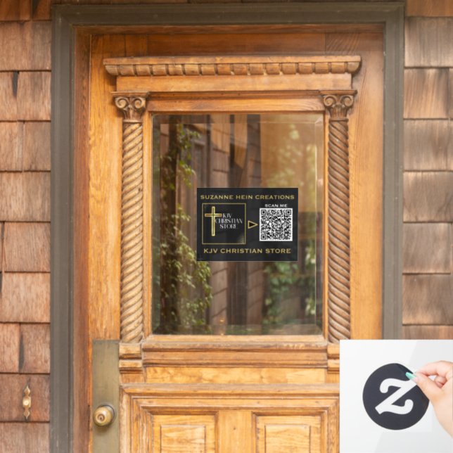 KJV Christian Store QR code black gold Window Cling (Home Door)