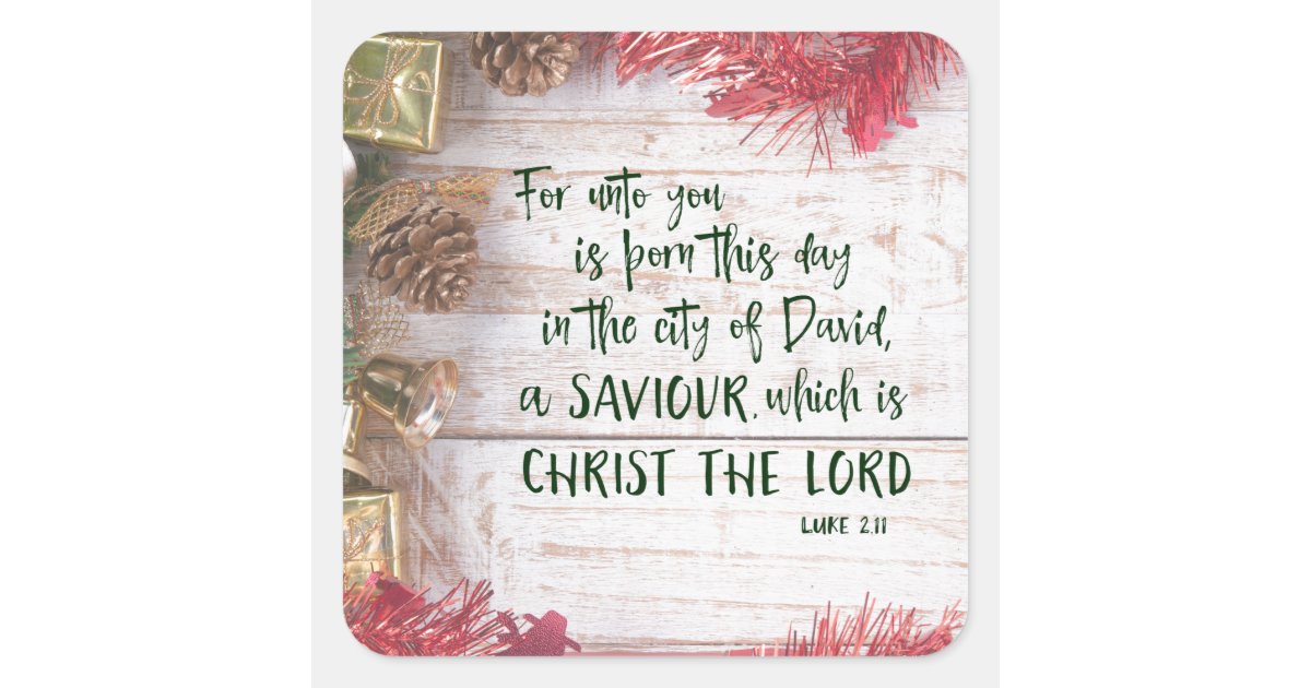 KJV Luke Bible Verse Christmas Square Sticker Zazzle