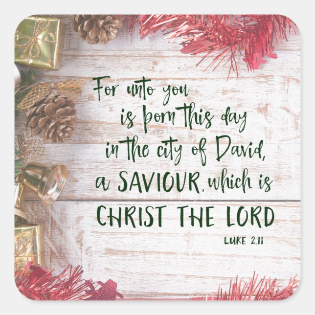 KJV Luke Bible Verse Christmas Square Sticker (Front)
