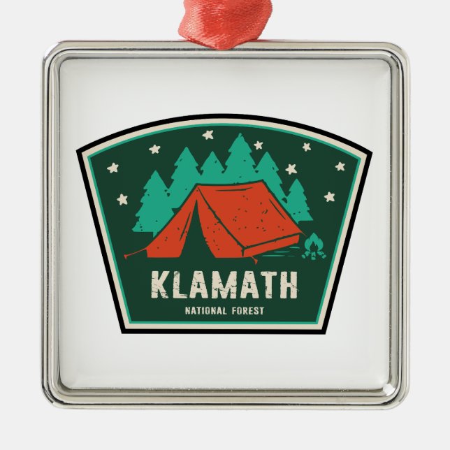 Klamath National Forest Camping Metal Tree Decoration (Front)