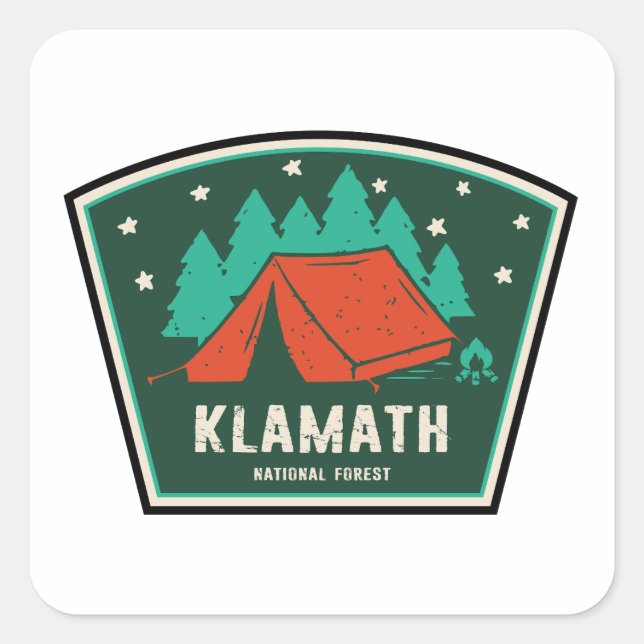 Klamath National Forest Camping Square Sticker (Front)