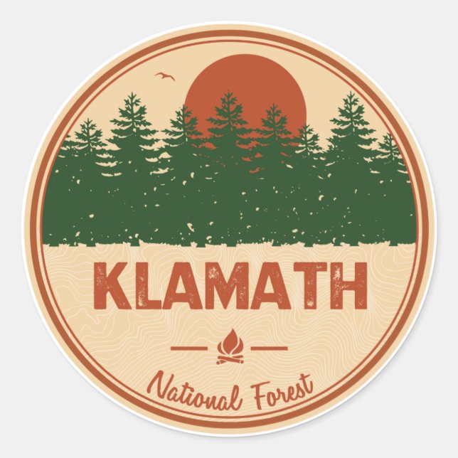 Klamath National Forest Classic Round Sticker (Front)