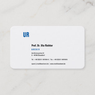 Klare Visitenkarte mit blau Business Card