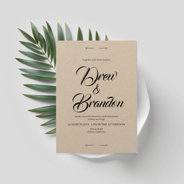 Klassisch elegante Schwarz-Weiß Hochzeit Einladung Invitation (Creator Uploaded)