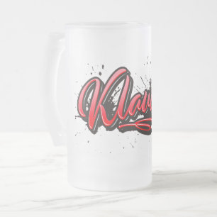Klaudia Heart Splash Graffiti Glaskrug Frosted Glass Beer Mug