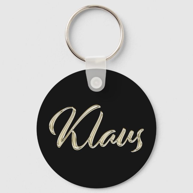 Klaus Name whitegold Button Schlüsselanhänger Key Ring (Front)