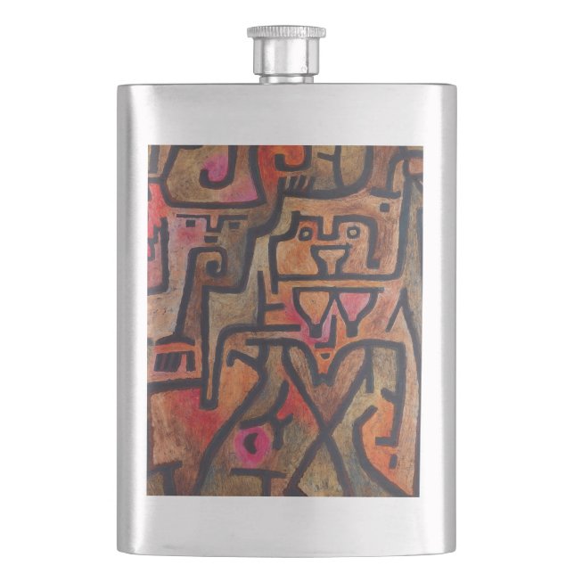 Klee Abstract Forest Expressionist Modern Art Hip Flask (Front)