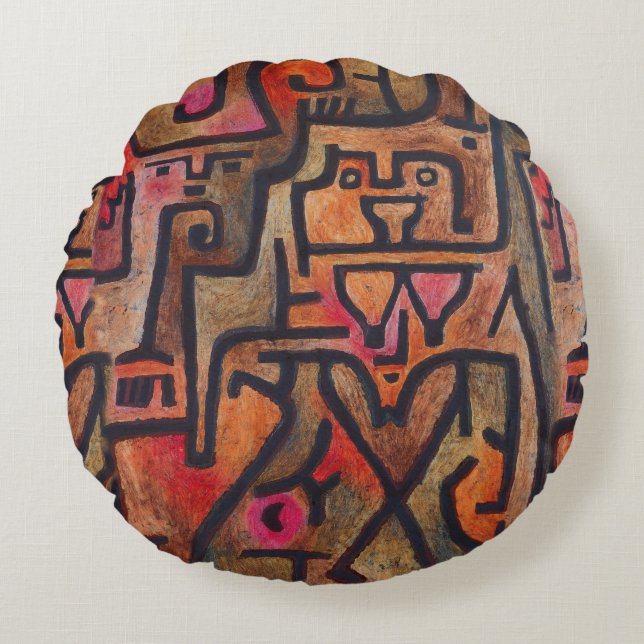 Klee Abstract Forest Expressionist Modern Art Round Cushion (Front)