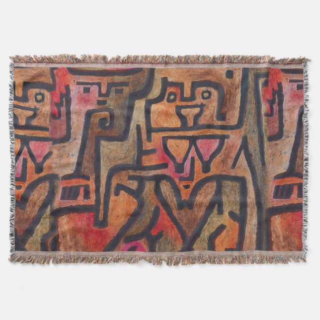 Klee Abstract Forest Expressionist Modern Art Throw Blanket (Front)