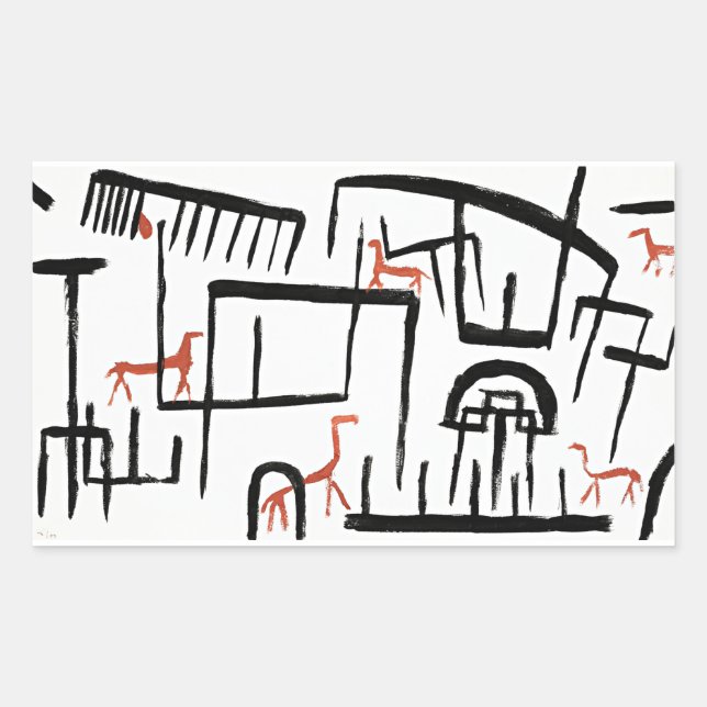 Klee - Animals in an Enclosure  Rectangular Sticke Rectangular Sticker (Front)