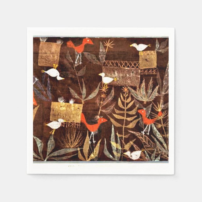 Klee - Bird Garden, famous artwork, Napkin (Front)