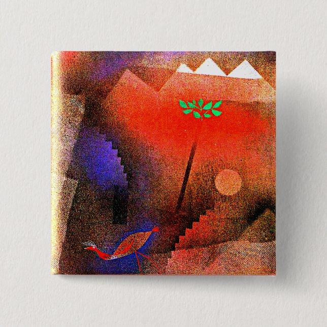 Klee - Bird Wandering Off  15 Cm Square Badge (Front)