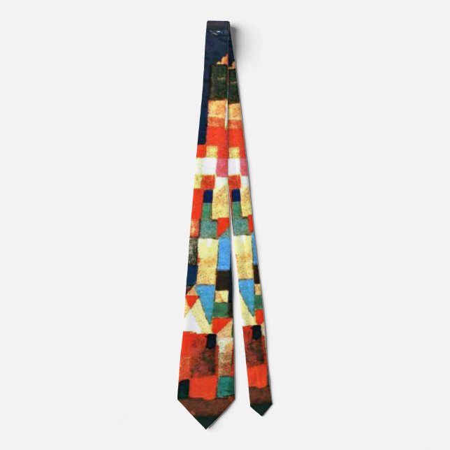 Klee - City Picture with Red and Green Accents Tie (Front)