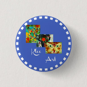 Klee collage art with circle frame 3 cm round badge