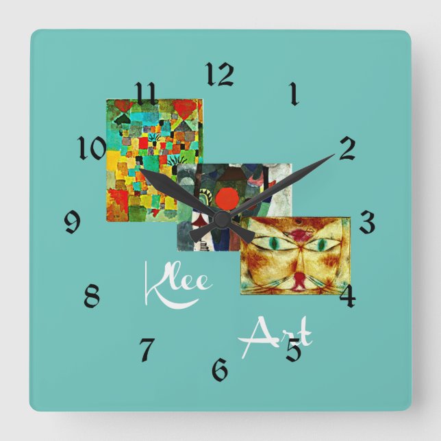Klee - Famous paintings by Paul Klee Square Wall Clock (Front)