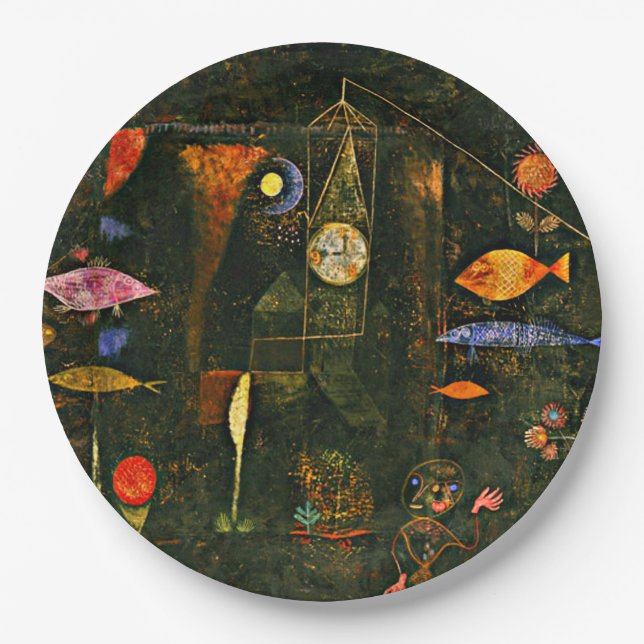 Klee - Fish Magic, famous painting, Paper Plate (Front)