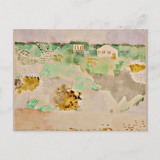 Klee - Houses on the Dune Postcard (Front)