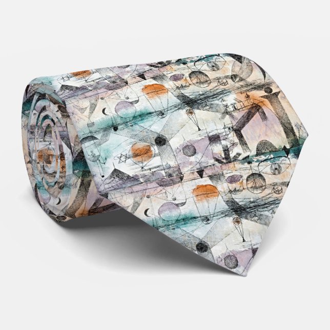Klee-Inspired Surreal Geometry Neck Tie (Rolled)